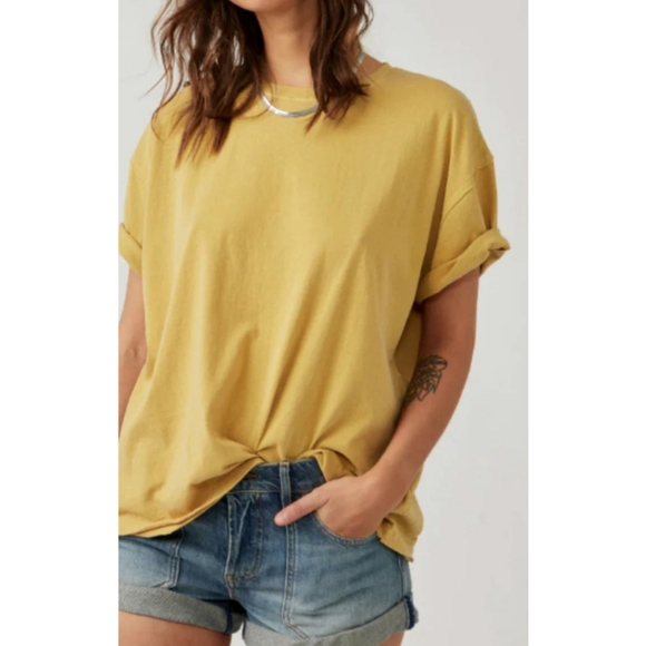 Free People Beach Oversized Boxy Fit Tee Size Medium Coral - Picture 3 of 9